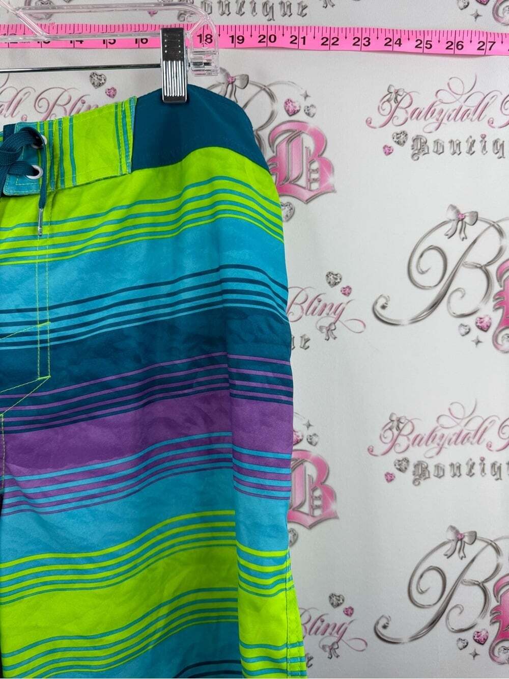 Under Armour shorts pool beach Men’s Striped Board Shorts in Teal, Lime & Purple - Picture 7 of 16